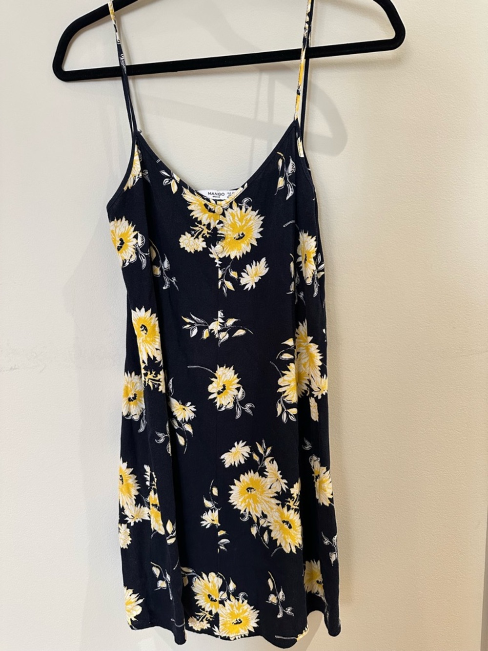Mango Floral Slip Dress in Navy and Yellow